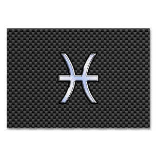 Pisces Zodiac Sign auf Carbon Fibre Print Tischnummer