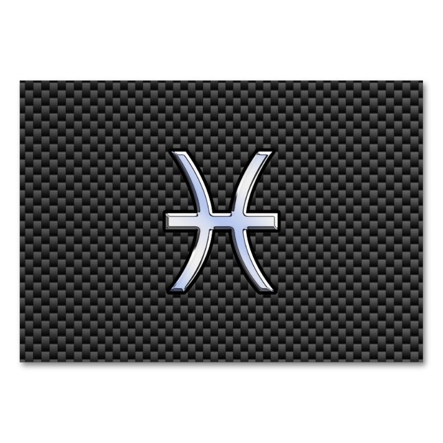 Pisces Zodiac Sign auf Carbon Fibre Print Tischnummer (Vorderseite)