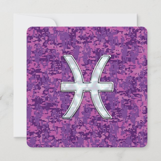 Pisces Zodiac Sign auf Fuchsia Digital Camouflage (Vorderseite)