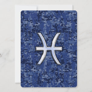 Pisces Zodiac Sign auf Navy Blue Digital Camouflag