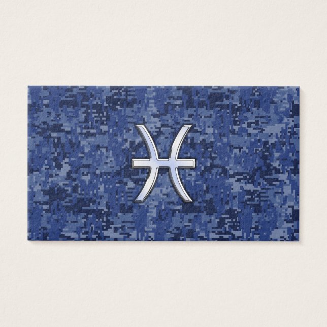 Pisces Zodiac Sign auf Navy Blue Digital Camouflag (Vorderseite)