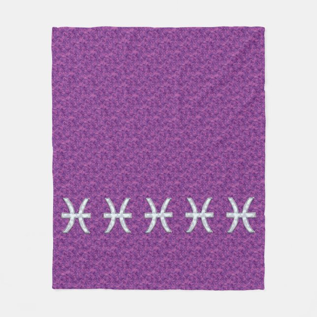 Pisces Zodiac Sign auf Pink Digital Camouflage Fleecedecke (Vorderseite)