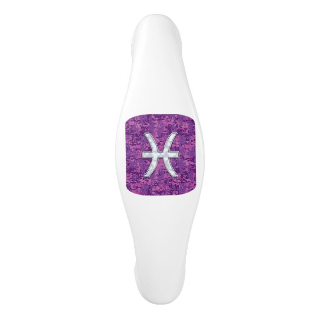 Pisces Zodiac Sign auf Pink Digital Camouflage Keramik Schrankknauf (Vorderseite)