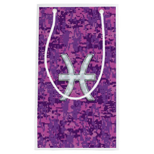 Pisces Zodiac Sign auf Pink Digital Camouflage Kleine Geschenktüte
