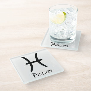 Pisces Zodiac Sign auf weißem Hintergrund Glasuntersetzer