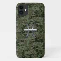 Pisces Zodiac Sign auf Woodland Camouflage