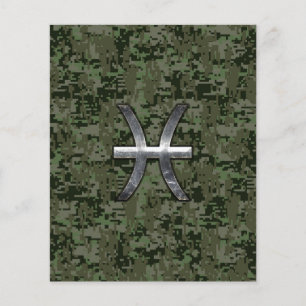 Pisces Zodiac Sign auf Woodland Digital Camouflage Flyer