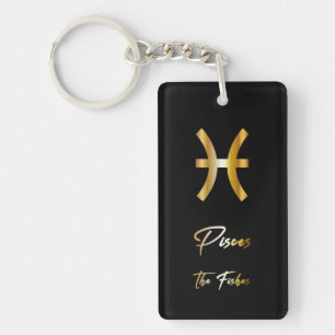 Pisces Zodiac Sign, Black & Gold Schlüsselanhäng Schlüsselanhänger