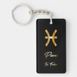 Pisces Zodiac Sign, Black & Gold Schlüsselanhänger