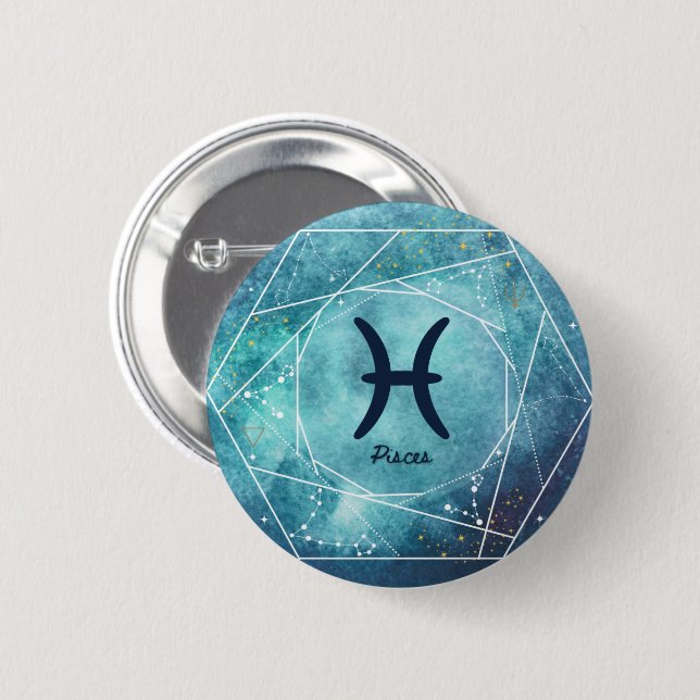 Pisces Zodiac Sign Button (Vorne & Hinten)