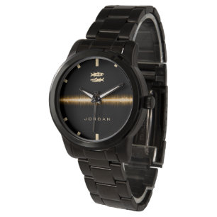 Pisces Zodiac Sign Cool Gold Light Line Name Armbanduhr