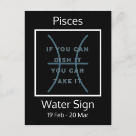 Pisces Zodiac Sign Fusion Zitat in Blau und Weiß Postkarte
