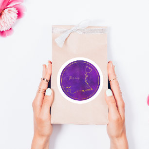 Pisces Zodiac Sign Gold Foil Constellation Runder Aufkleber