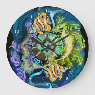 Pisces Zodiac Sign Große Wanduhr