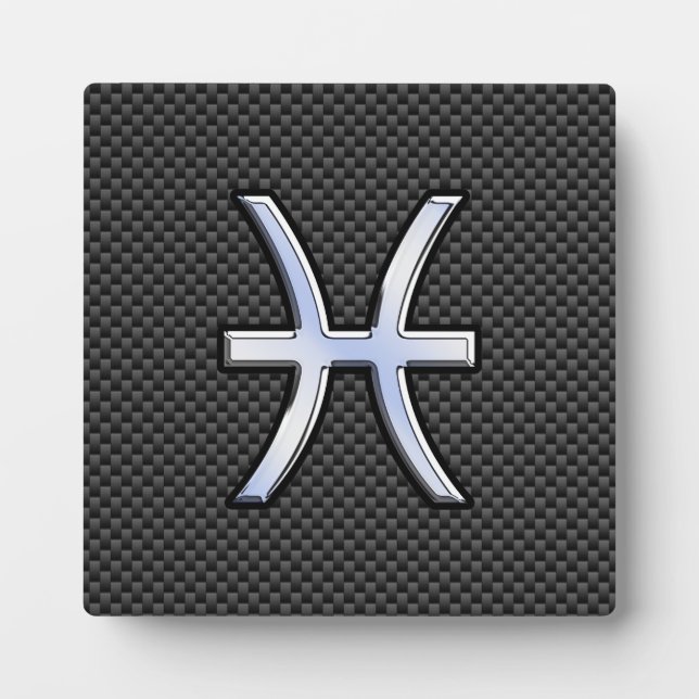 Pisces Zodiac Sign im Carbon Fiber Style Fotoplatte (Vorderseite)