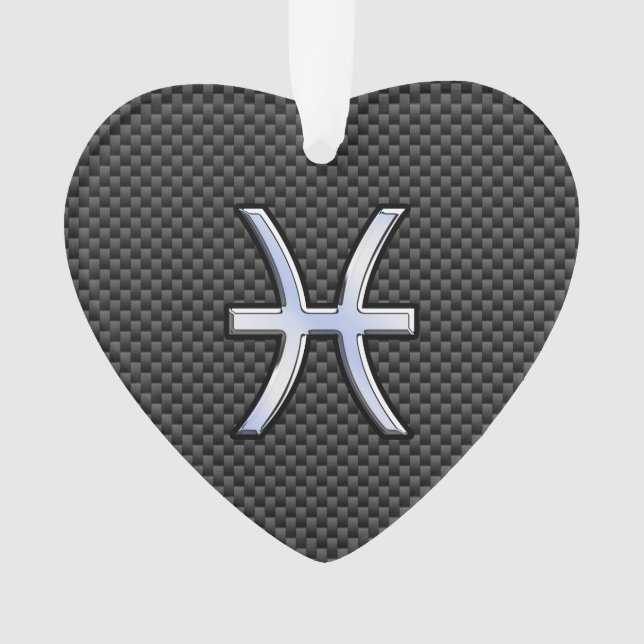 Pisces Zodiac Sign im Carbon Fiber Style Ornament (Vorderseite)
