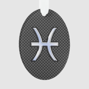 Pisces Zodiac Sign im Carbon Fiber Style Ornament