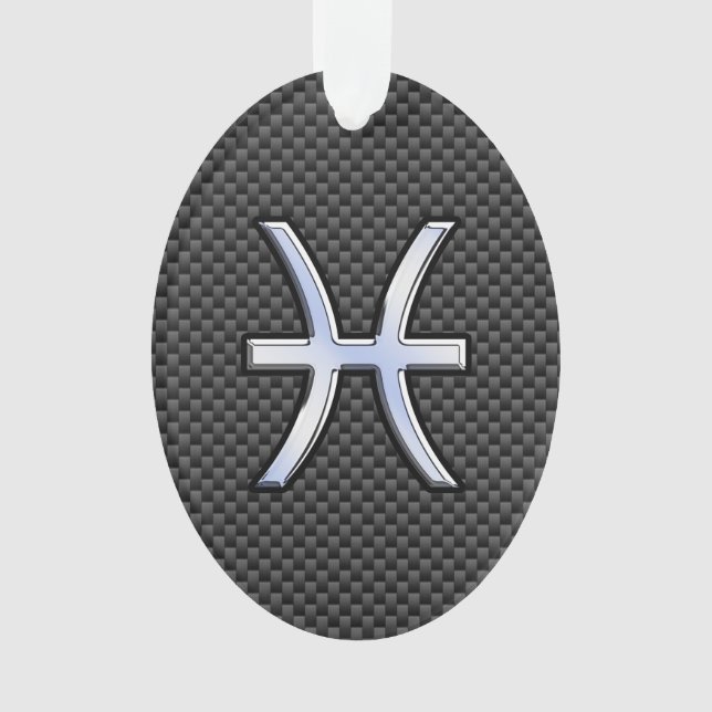 Pisces Zodiac Sign im Carbon Fiber Style Ornament (Vorderseite)