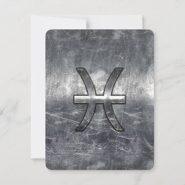 Pisces Zodiac Sign in Grunge-Stahlindustrie Druck (Vorderseite)