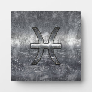 Pisces Zodiac Sign in Grunge-Stahlindustrie Druck Fotoplatte
