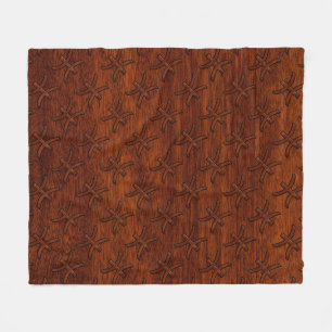 Pisces Zodiac Sign in Mahogany Holzdekor Fleecedecke