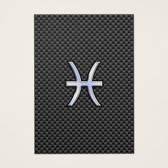 Pisces Zodiac Sign on Carbon Fibre Print (Devant)