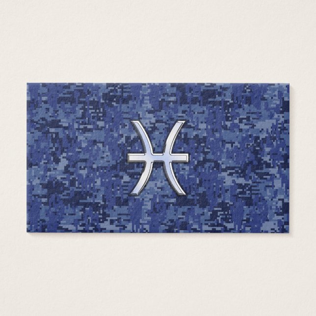 Pisces Zodiac Sign on Navy Blue Digital Camo (Devant)