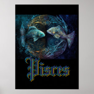 Pisces Zodiac Sign Postcard Poster