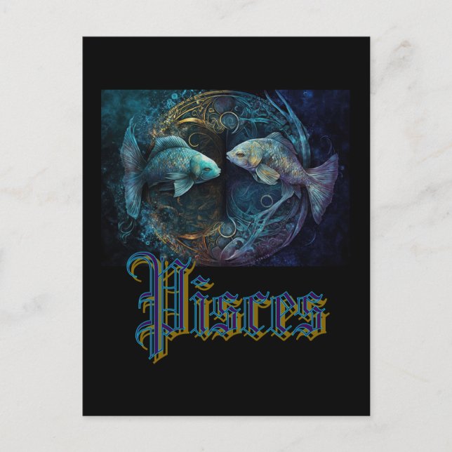 Pisces Zodiac Sign Postcard Postkarte (Vorderseite)