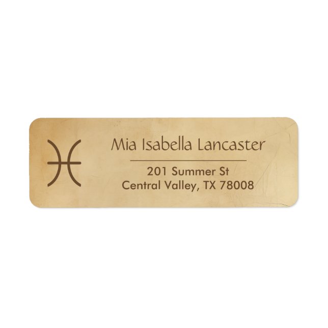 Pisces Zodiac Sign - Rücksendeadressen-Aufkleber (Vorne)