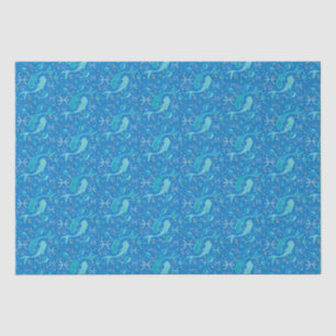 Pisces zodiac sign sea blue modern seidenpapier