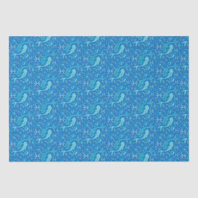Pisces zodiac sign sea blue modern seidenpapier (Vorderseite)