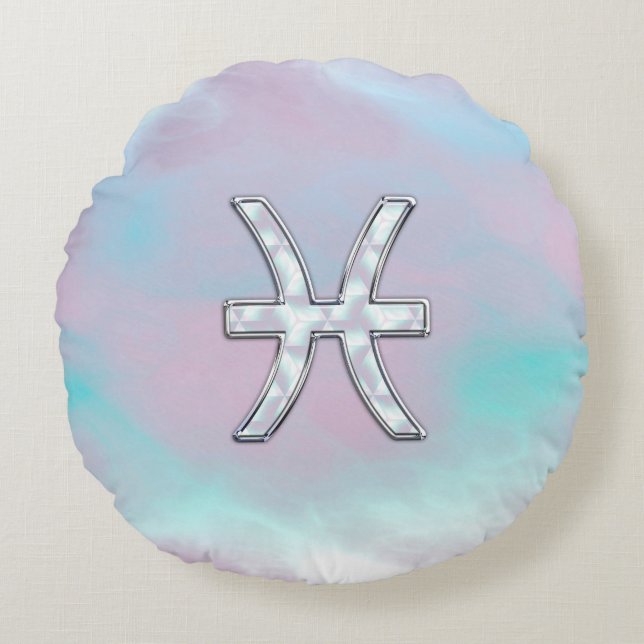 Pisces Zodiac Sign Stilvolle Mutter von Pearl Rundes Kissen (Vorderseite)