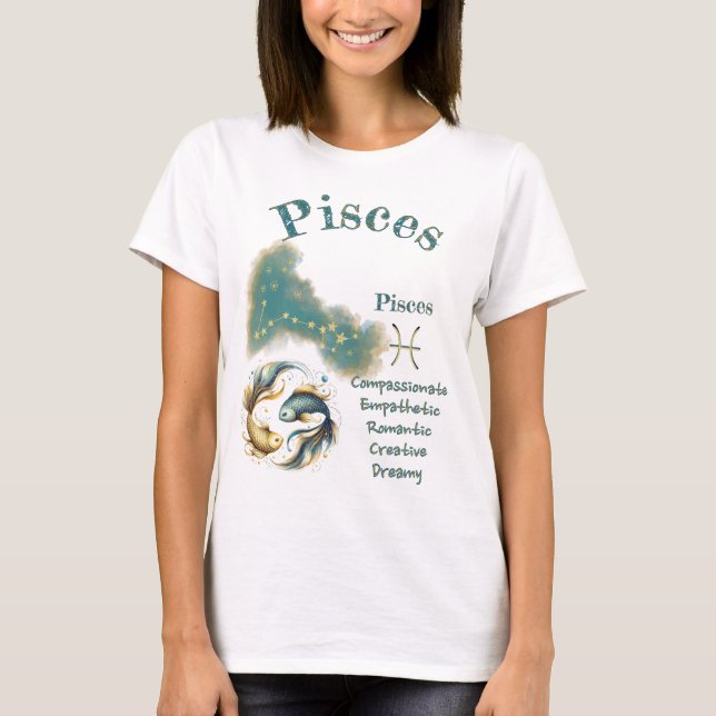 Pisces Zodiac Sign T-Shirt (Devant)