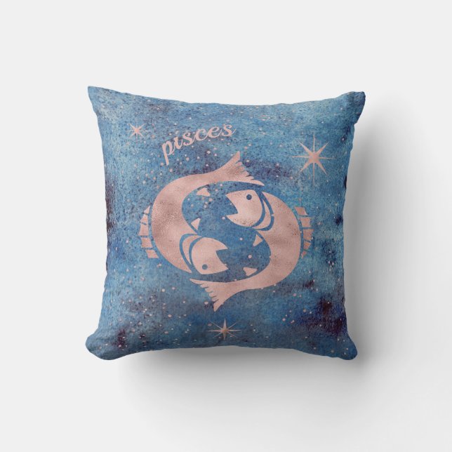 Pisces Zodiac Sign Throw Kissen (Vorderseite)