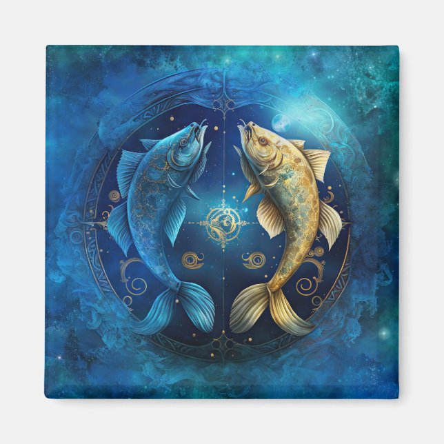 Pisces Zodiac Sign Watercolor Design Magnet (Vorne)