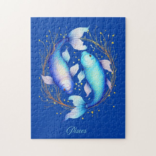 Pisces Zodiac Sign, zwei graceful Koi Fisch (Vertikal)