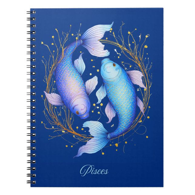 Pisces Zodiac Sign, zwei graceful Koi Fisch Notizblock (Vorderseite)