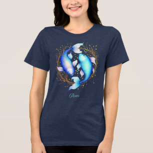 Pisces Zodiac Sign, zwei graceful Koi Fisch Tri-Blend Shirt