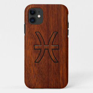 Pisces Zodiac Signierung im Mahagoni-Holzstil Case-Mate iPhone Hülle