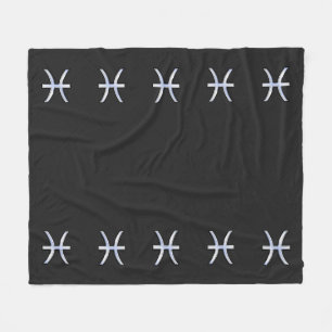 Pisces Zodiac Silver Symbol Black Snake Skin Stil Fleecedecke
