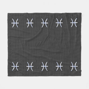 Pisces Zodiac Silver Symbol Carbon Fiber Fleecedecke