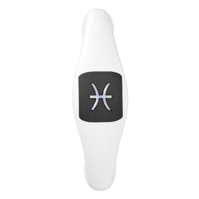 Pisces Zodiac Silver Symbol Carbon Fiber Keramik Schrankknauf (Vorderseite)