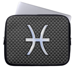 Pisces Zodiac Silver Symbol Carbon Fiber Laptopschutzhülle