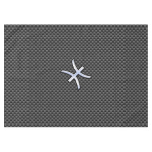Pisces Zodiac Silver Symbol Carbon Fiber Tischdecke