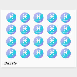 Pisces Zodiac Star Sign Astrologie Blue Gradient Runder Aufkleber