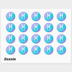 Pisces Zodiac Star Sign Astrologie Blue Gradient Runder Aufkleber
