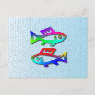 Pisces Zodiac Star Sign Rainbow Fish Postkarte