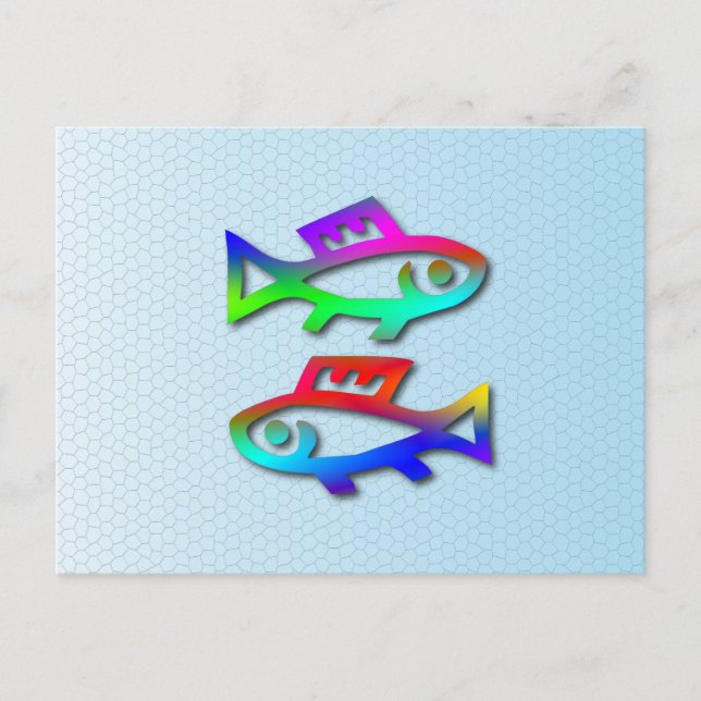 Pisces Zodiac Star Sign Rainbow Fish Postkarte (Vorderseite)
