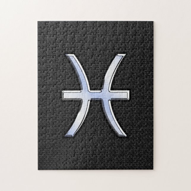 Pisces Zodiac Symbol auf Black Snake Skin Style (Vertikal)